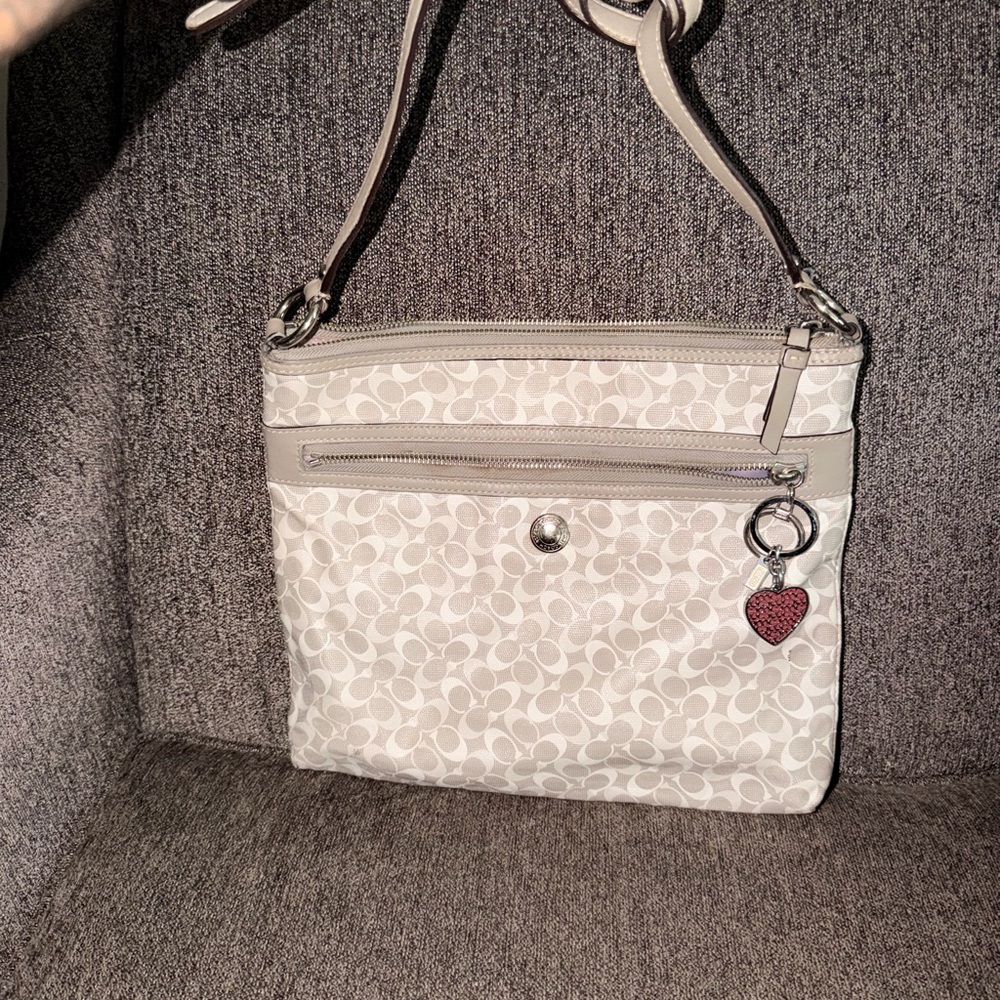 Coach Gray and White Crossbody Bag